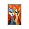 Cool Cats Canvas Painting Colorful Graffiti Mid-Century Modern Cat Wall Art Poster Decor Abstract Blue And Yellow Cat Room Decor