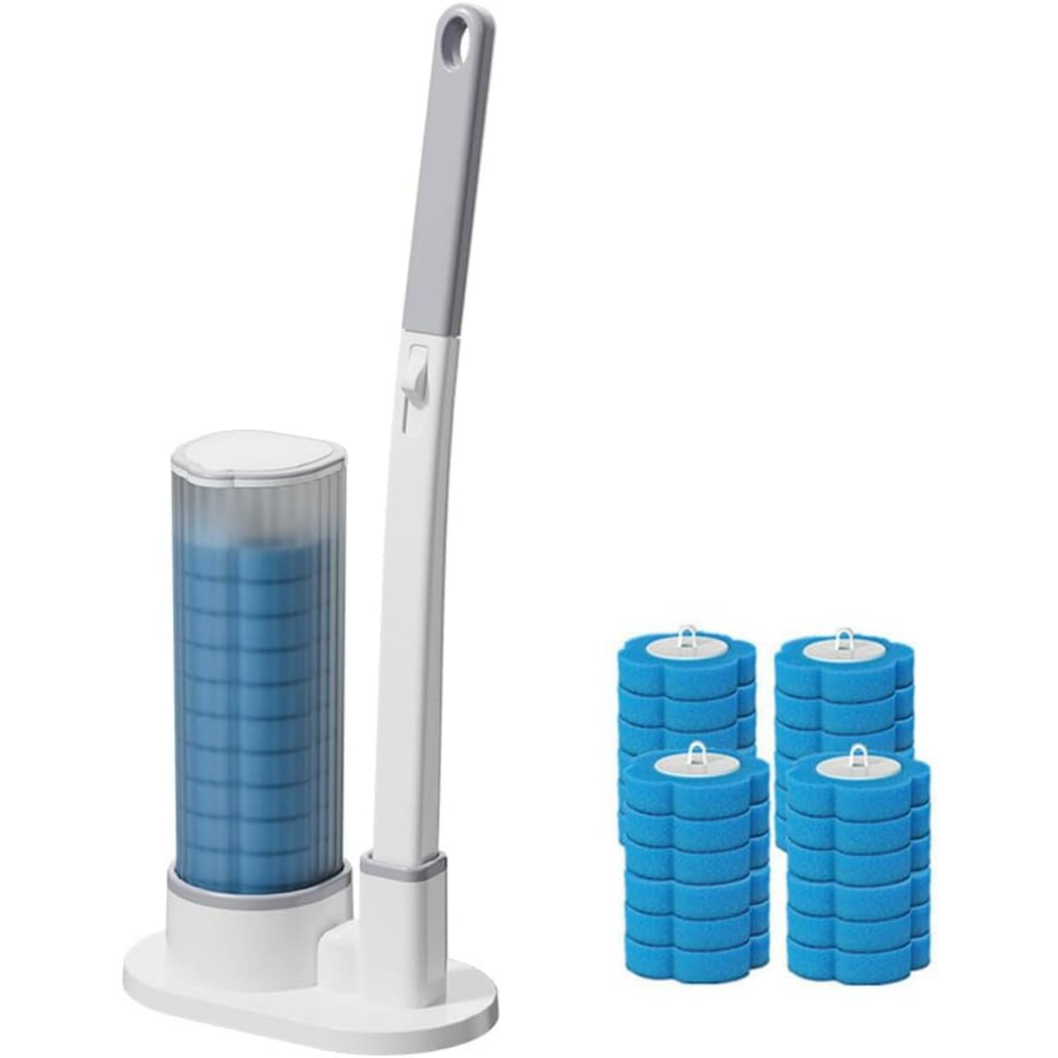 Disposable Toilet Brush with 36 Toilet Brush Refills,Cleaning Tool for Bathroom Replacement Head Toilet Cleaning Brush Set Wc Accessories серый