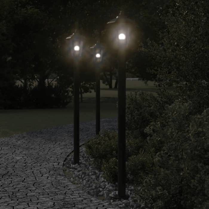 VidaXL Lampadaires d'extérieur 3 pcs noir 120 cm acier inoxydable, éclairage au sol d'extérieur, éclairage au sol de jardin, 4006388