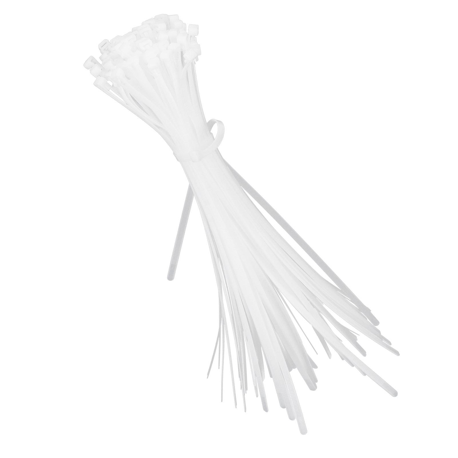 

100Pcs Cable Ties Multiple Use Fastener Thick Thin Nylon Zip Wraps Supplies 8 x 400White білий