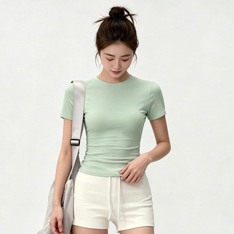 High elastic and breathable short-sleeved women's quick-drying, thin and skin-friendly sports tops Pilates running fitness clothes
