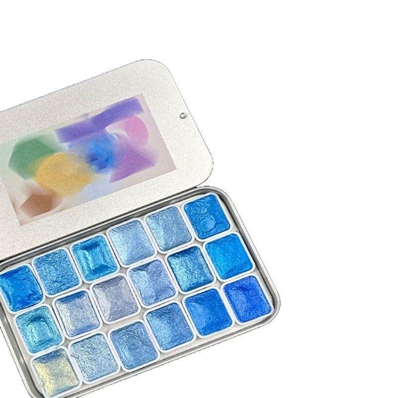18-color Solid Pearlescent Chameleon Watercolor Pigment for Nail Painting Thangka Decorative Pigment Box