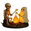 Skeleton Ghost Bonfire Night Lamp Halloween Roasting Marshmallow Ghost Statue Fake Campfire Lamp Home Party Bedroom Decoration