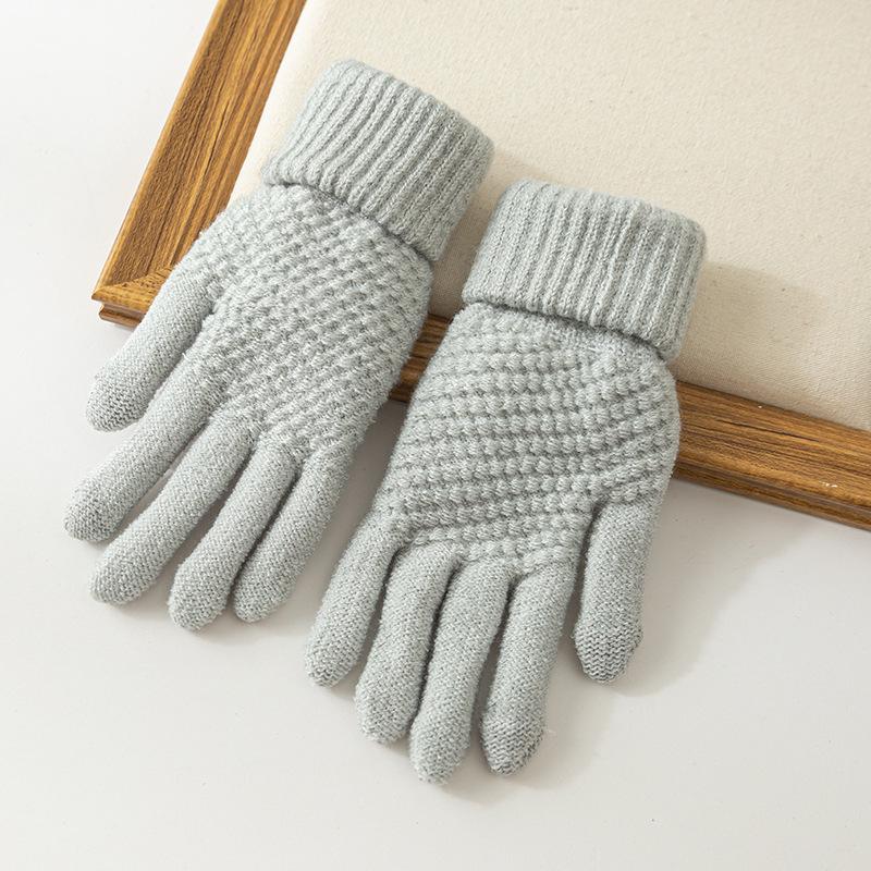 

Осенние и зимние перчатки для сенсорных экранов Теплые бархатные перчатки с пятью пальцами Шерстяные перчатки Зимние вязаные перчатки для активного отдыха