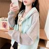 Korean Style Embroidered Hua Cotton Hooded Cardigan Sweatshirt