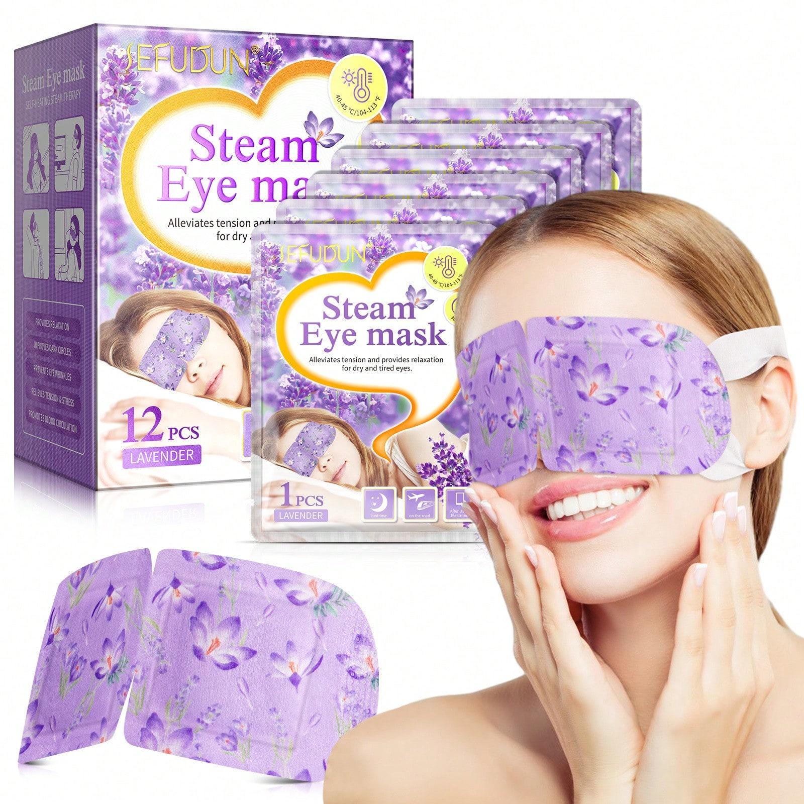 

Lavender Steam Eye Mask Soothing Aromatherapy Heat Therapy for Relaxation Sleep Aid Stress Relief Eye Care 12PCS