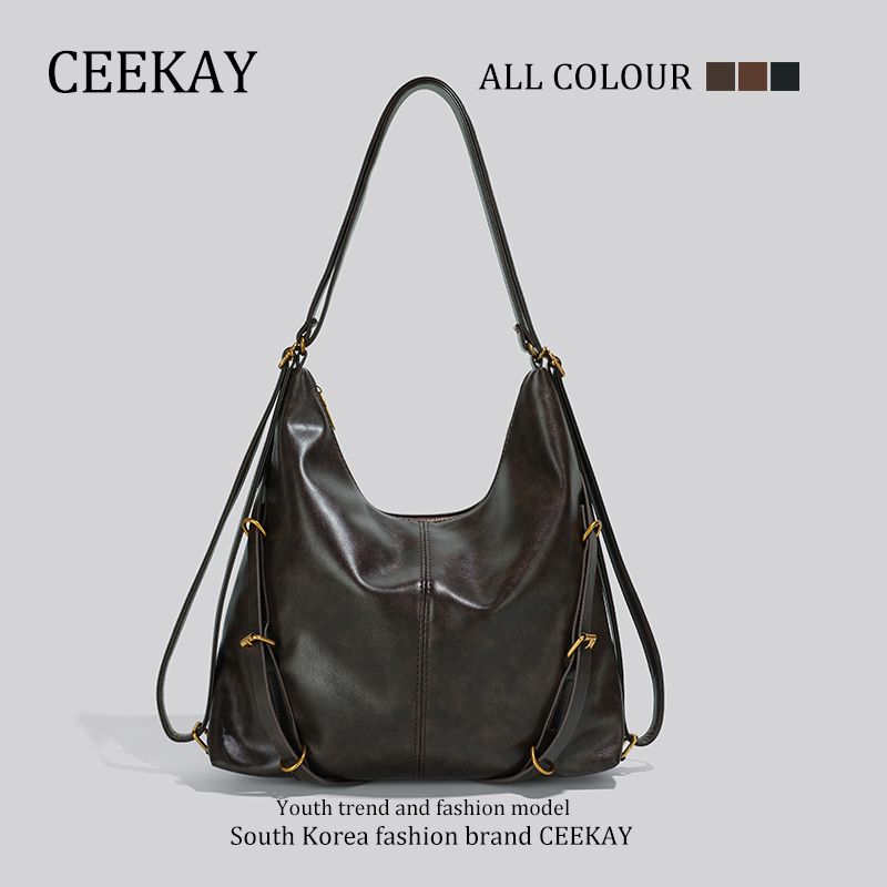 

Ceekay Genuine Goods Niche Style Multi-Function Crossbody Tote Bag Coffee