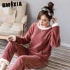 Autumn and Winter Pajamas for Women, Coral Fleece Warm Long-sleeved Flannel, Cute Girl Student Flannel Home Wear Pajama Sets