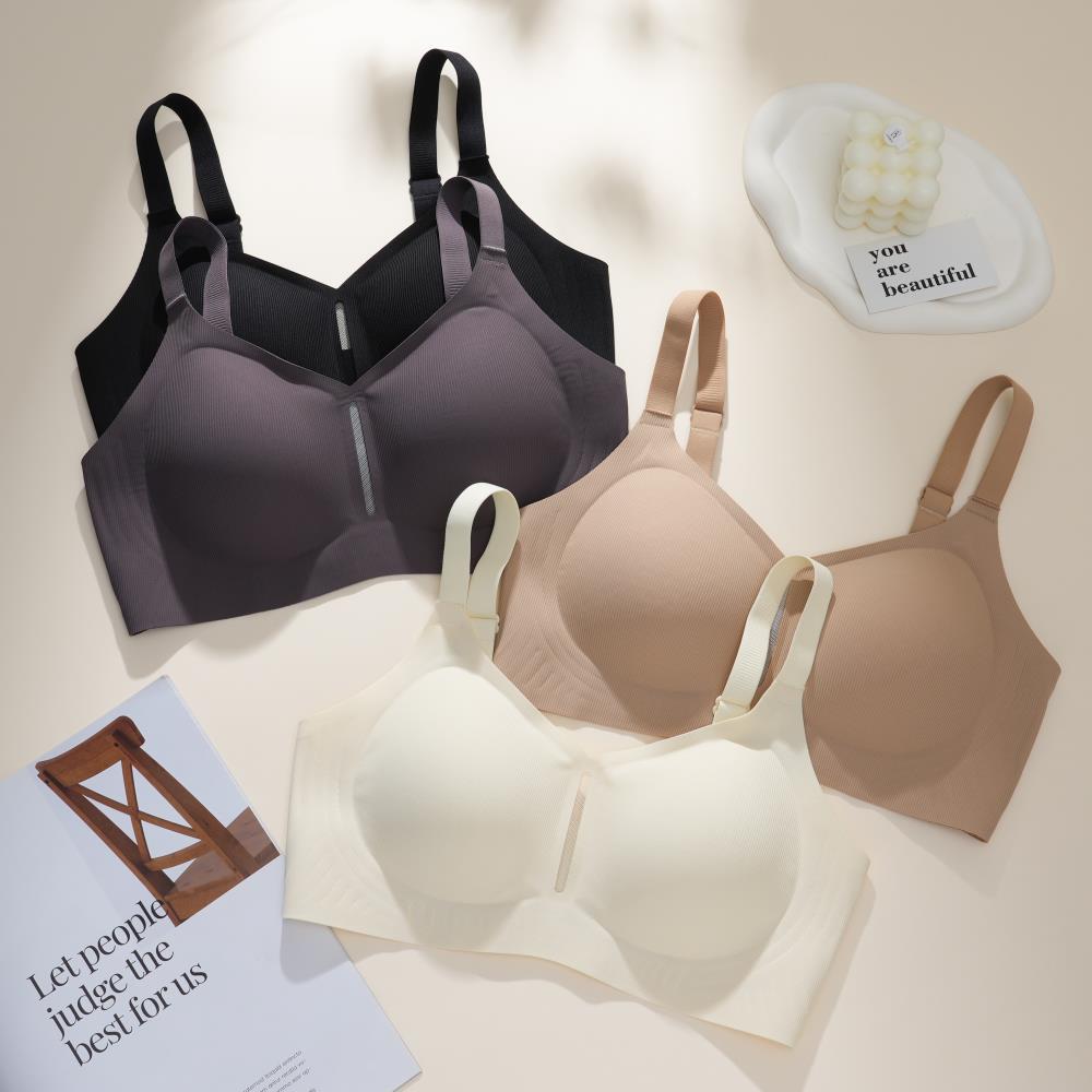 Glue bra gathered fixed cup jelly soft support big chest thin full cup large size bra one piece