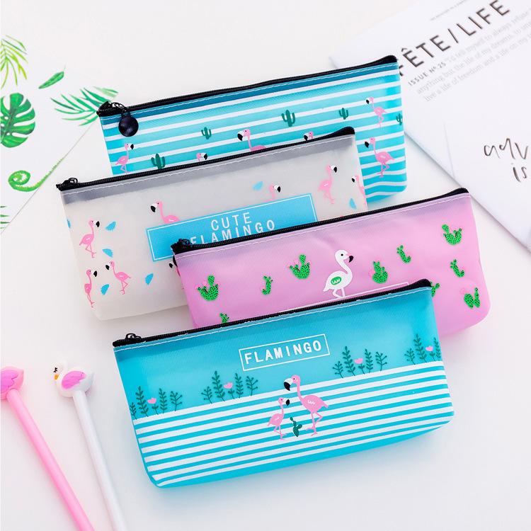 Mode Schreibwaren Reißverschlussbox Silikon Stifttasche Make-up Tasche Flamingo Federmäppchen Münzbörse