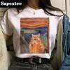 Cat Van Gogh tričko woUnisex umělecký tisk olejomalba krásné roztomilé vtipné tričko 90. léta kreslený ulzzang ležérní top tričko ženy