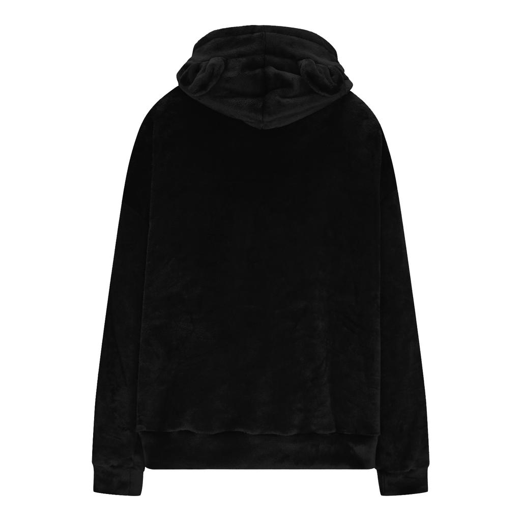 Women's Comfortable Furry Hooded Long Sleeve Sweatshirt With Eye Mask