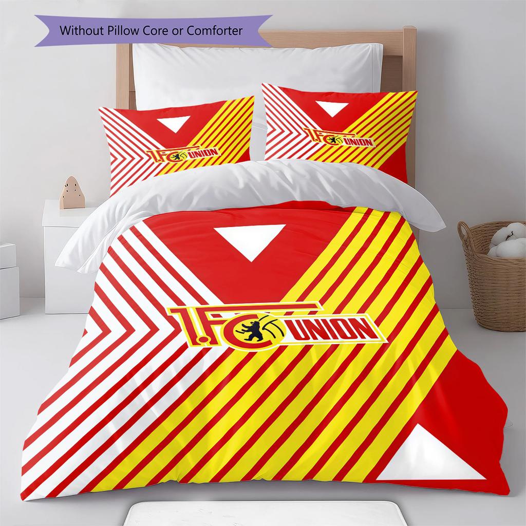 1. FC Union Berlin Pattern Bedding Set Quilt Cover Pillowcase Home Decor Gift (1 * Duvet Cover + 2 * Pillowcase, Without Core)
