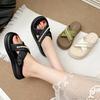 Thick Bottom Heightening Outer Fairy Wind French Slippers Wear One Word New Female 2025 Summer Beach Pearl Cool Slippers