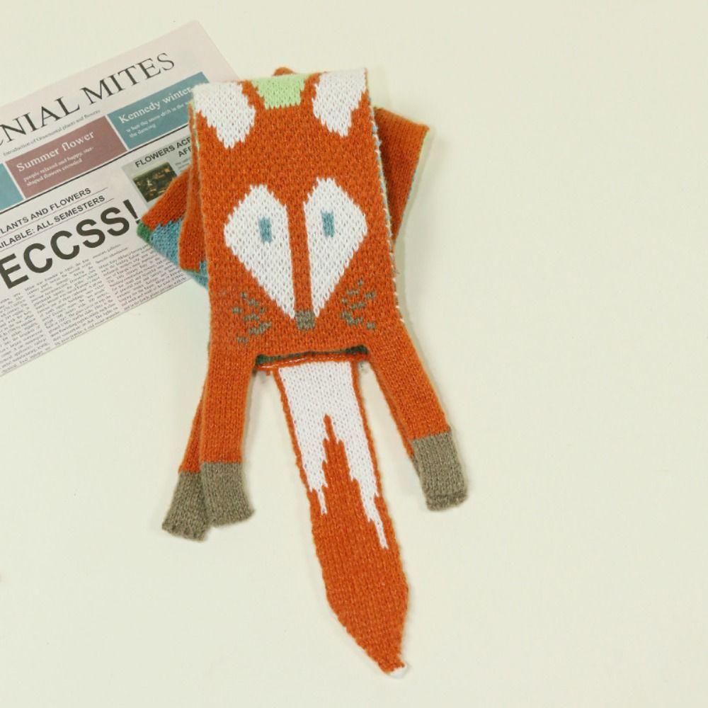 Versatile Japanese Style Knitted Scarf Animal Autumn Winter Cartoon Fox Scarf Imitation Cashmere Trendy Warm Shawl Wrap
