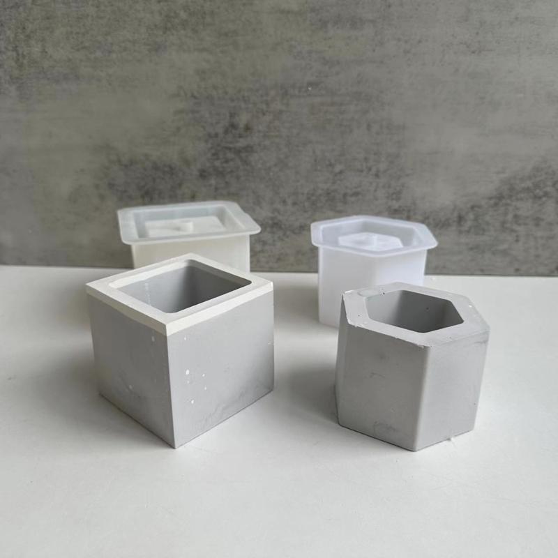 Square Flower Pots Silicone Moulds Succulents Planter Molds Resins Molds DIY Hexagonals Concrete Planter Castings Moulds