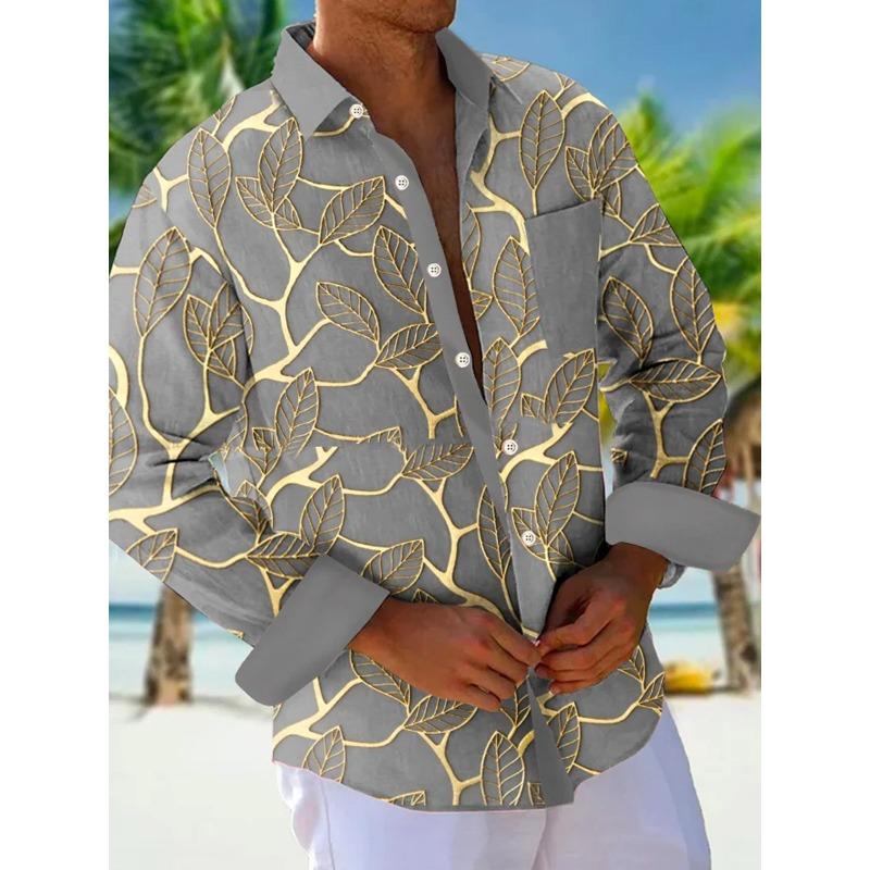 Men's shirts, button down shirts, casual shirts, spring and summer, printed long sleeves, daily, fashionable, comfortable