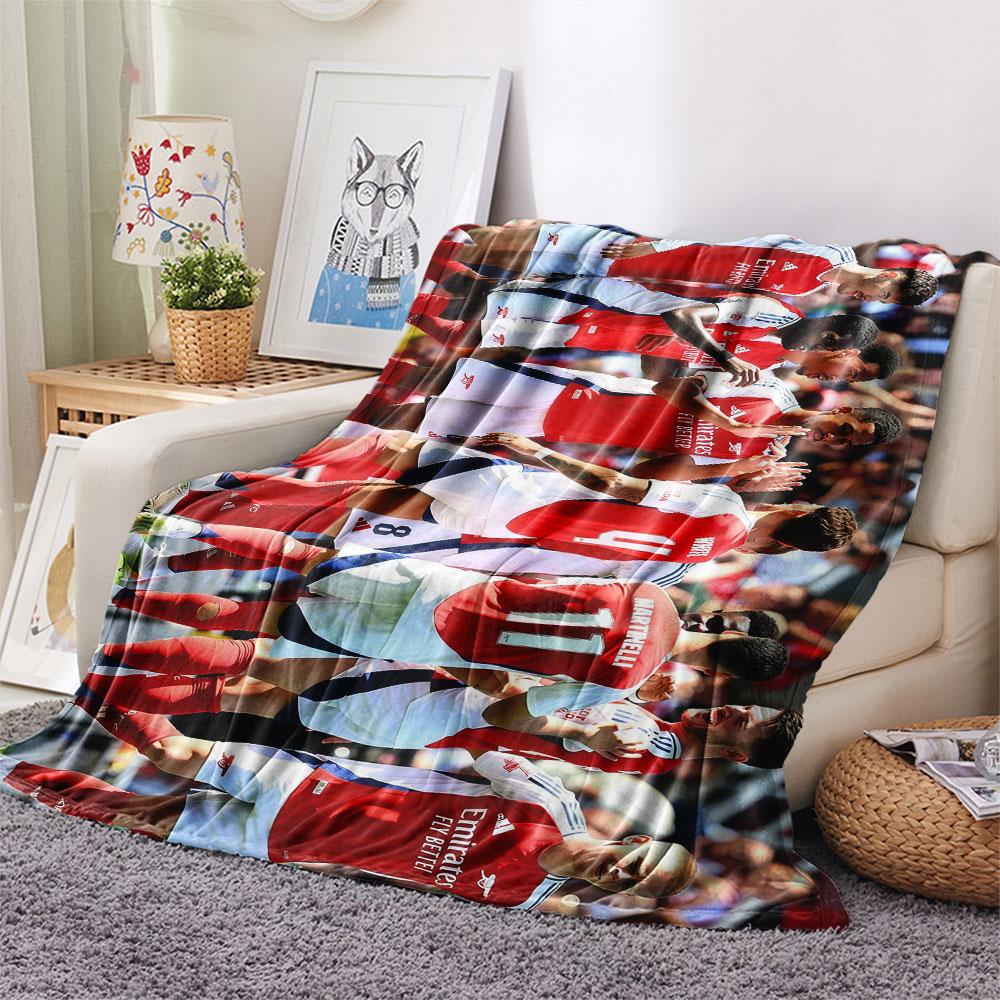 Arsenal Players Printed Flannel Blanket, soft throw for bedroom sofa, washable, fan merchandise, great gift.