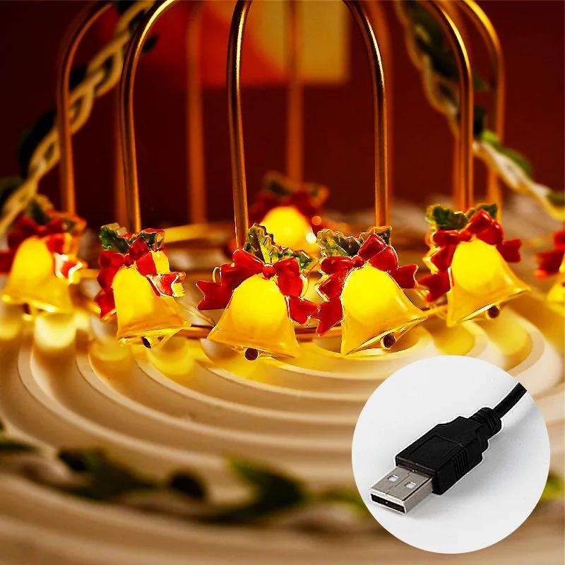 

Светодиодные рождественские украшения USB Fairy Bell Light String Light Room Decorations Accessories Room Bedroom Xmas Tree Wedding Garland 2M 20LED