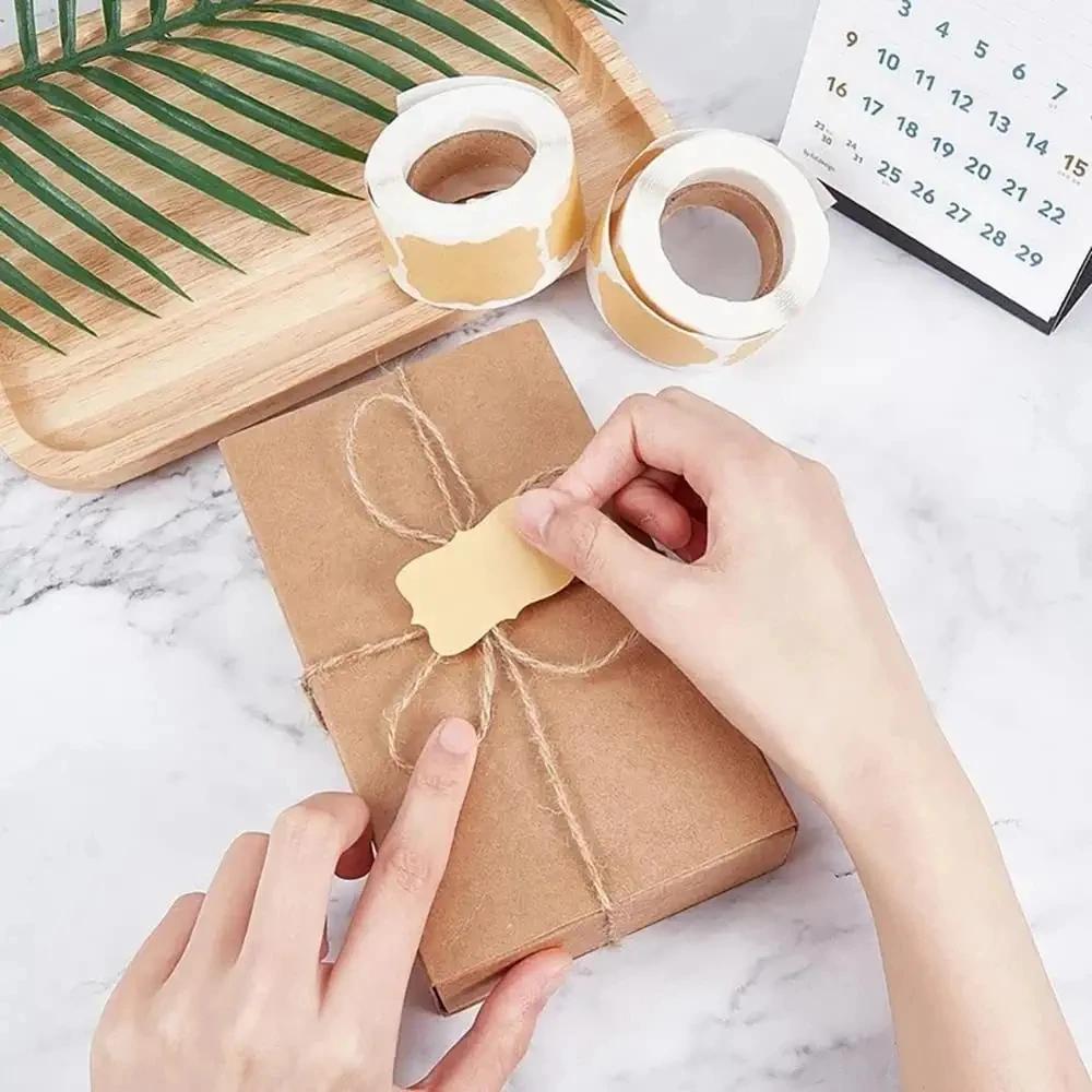 Naklejki z papieru Kraft Puste etykiety Ręcznie robione artykuły papiernicze Etykiety na prezenty Papier dekoracyjny Etykieta na słoik z przyprawami Naklejka do zaklejania kopert DIY