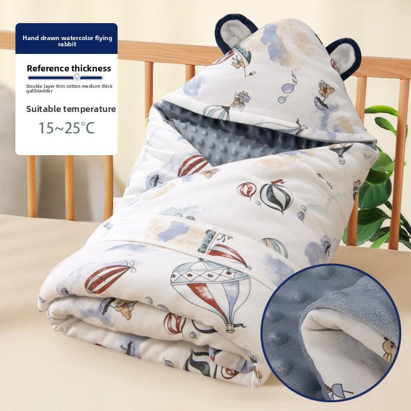 Baby Doudou fleece quilt autumn and winter quilt pure cotton, go out and wrap the towel can be removed, thickened small quilt