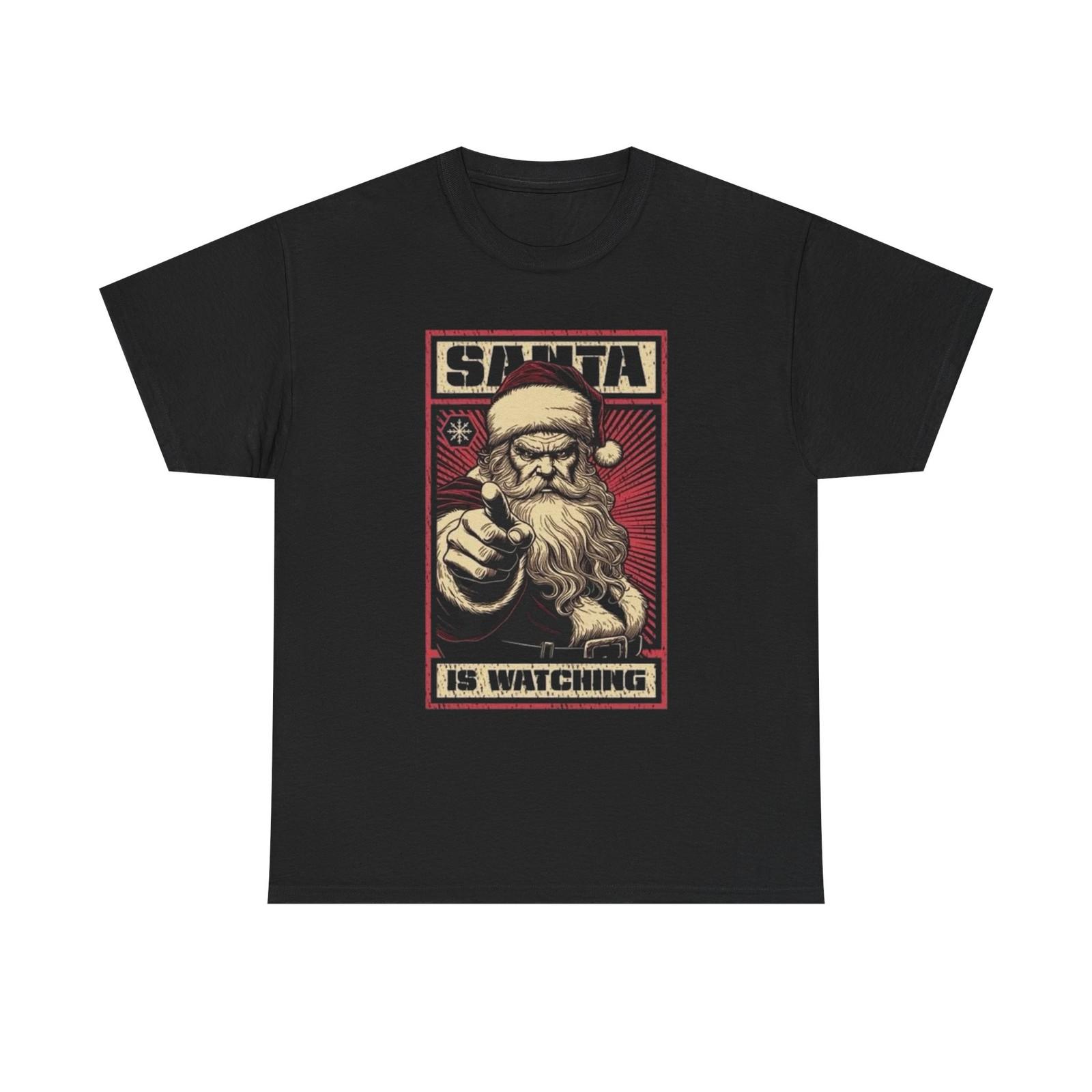 

Santa Is Watching Christmas Funny Graphic T Shirt Mens Womens Tees Top S-5XL NEW Unisex Heavy Cotton S