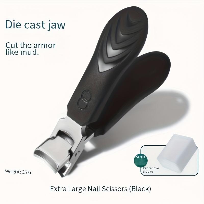 

Энергосберегающие брызгозащищенные ножницы для ногтей с контейнером для сбора обрезков, острый триммер для ногтей с большим отверстием, подходит для толстых/твердых ногтей чёрный