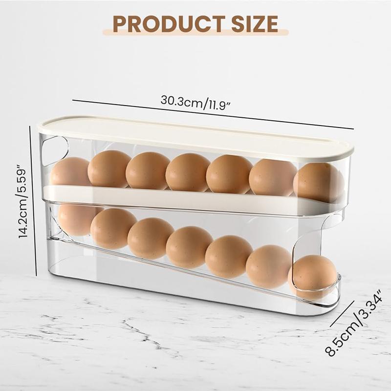 Egg Storage Box Bilayer Fridge Egg Storage Box Automatic Scrolling Refrigerator Egg Holder Organizer Egg Tray Eggs Dispenser