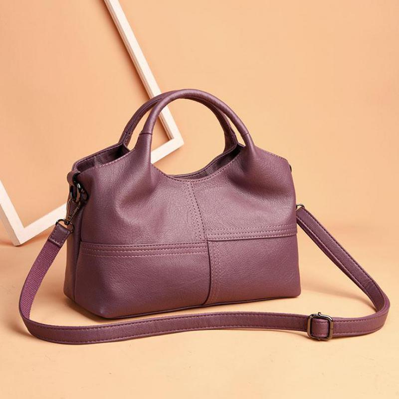 Johnature Borsa da donna in morbida pelle di moda Borse a tracolla a tracolla di grande capacità Borsa di lusso Borsa casual in tinta unita
