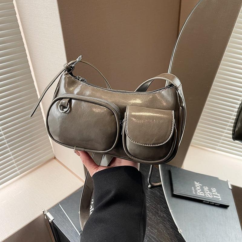 New niche design multi-pocket shoulder armpit bag retro red Spice Girl versatile handbag