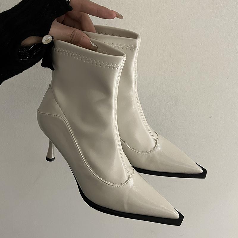 Fashion Autumn Winter Thin Heels Women Ankle Boots Fashion Sexy Pointed Toe Stripper Party Modern Short Botas Mujer