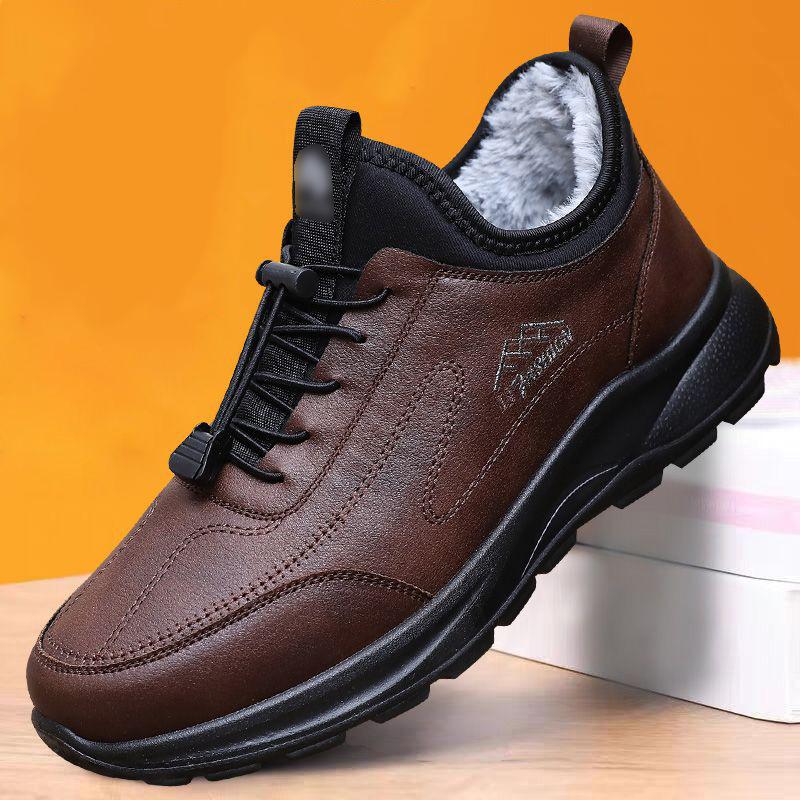 

Повседневная мужская обувь на зиму с плюшевой и утолщенной изоляцией для среднего и пожилого возраста, хлопковые туфли 44
