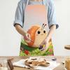 1pc 2D Cute Snail Apron Linen Kitchen Baking Cooking Garden Party Funny Animal Design Adjustable Neck Strap Home Use