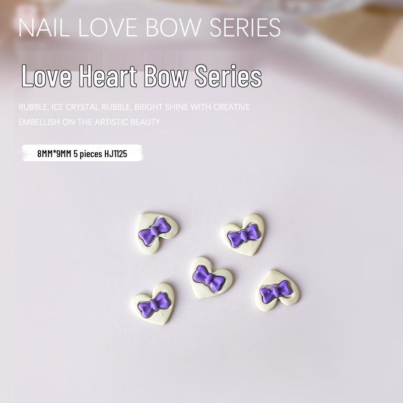 

Colorful Heart Bowknot Nail Art Decorations Pack (5pcs)