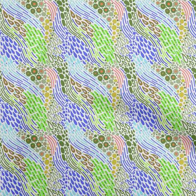 oneOone Cotton Flex Hellgrüner Stoff, abstraktes geometrisches Kleidermaterial, bedruckter Stoff, Meterware, 101,6 cm