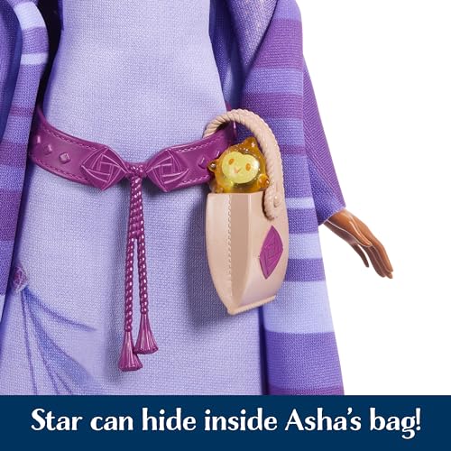 Mattel Disney Wish Asha of Rosas Adventure Pack Doll, Poseable Fashion Doll with Detachable Fashion, Animal Friends, and Accessories, Movie-Inspired T