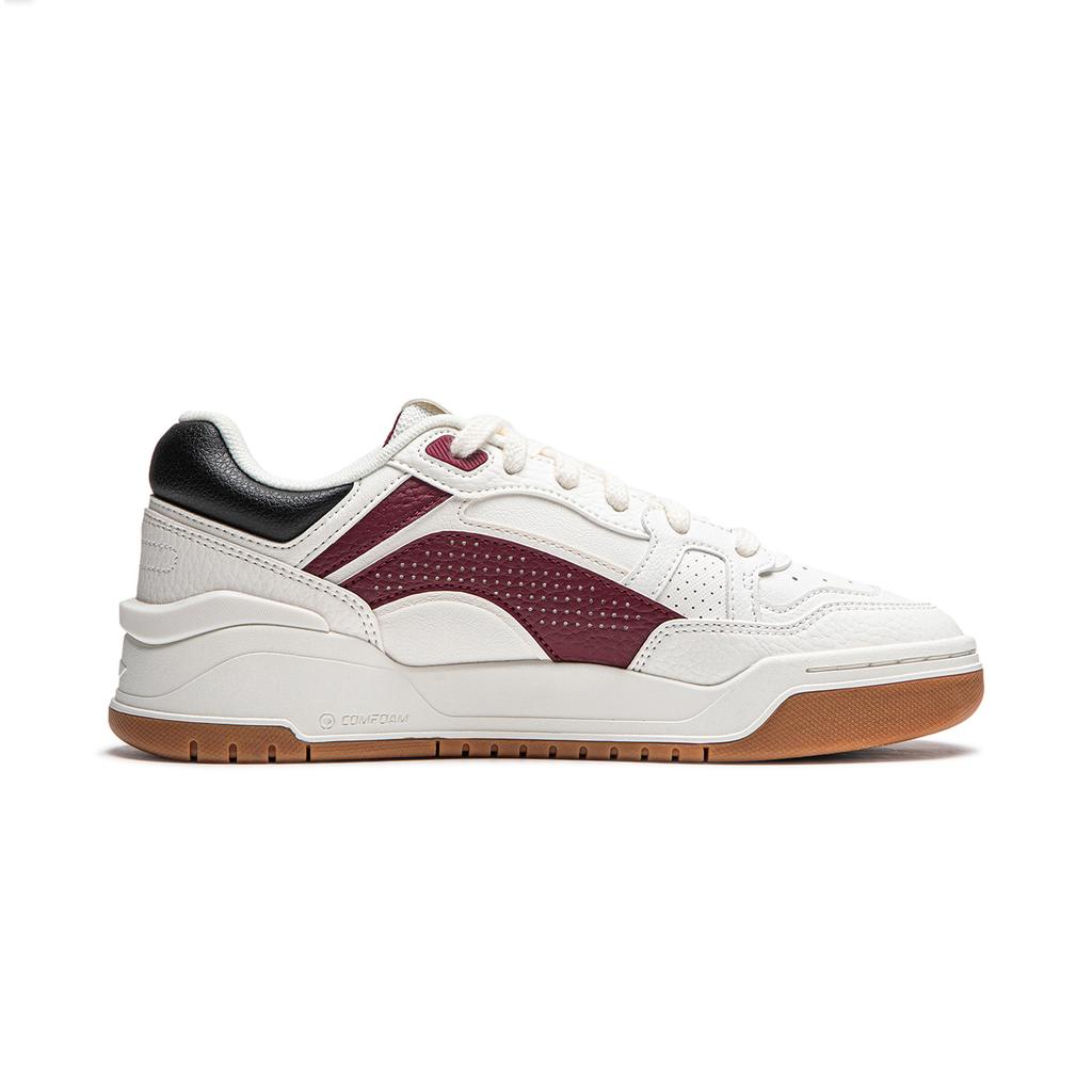 New LiNing Moon White 2.0 Anti Slip And Wear Resistant Breathable Low Top Skateboard Shoes Women's White Red AGCU276-1