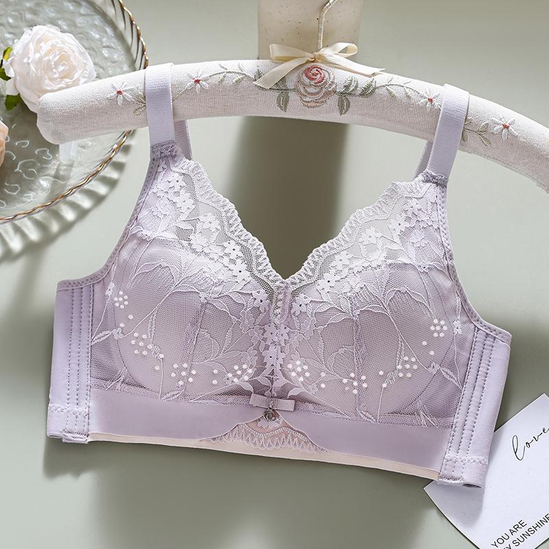 Xia's New Hole Cup, Lace Thin Cup, Junior Without Steel Ring, Bra Gathered, Breathable and Anti-sagging