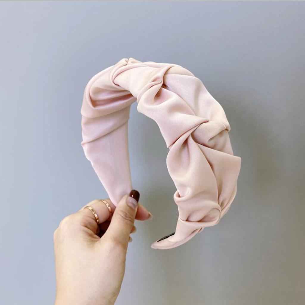 PROLY New Fashion Women Hairband Classic Wide Side Headband Flower Pleated Hairband Casual Hair Accessories Turban