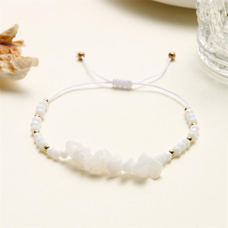 Natural Stone Gravel Chip Beads Bracelet Irregular Pink Crystal Amethysts Quartzs Bracelets Adjustable Wristbands For Women Men