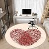 1pc Heartprint Fingerprint Office Round Area Rug,  Mat Suitable For Office, Under Office Chairs Bedroom Living Room Home Decor, Room Deco