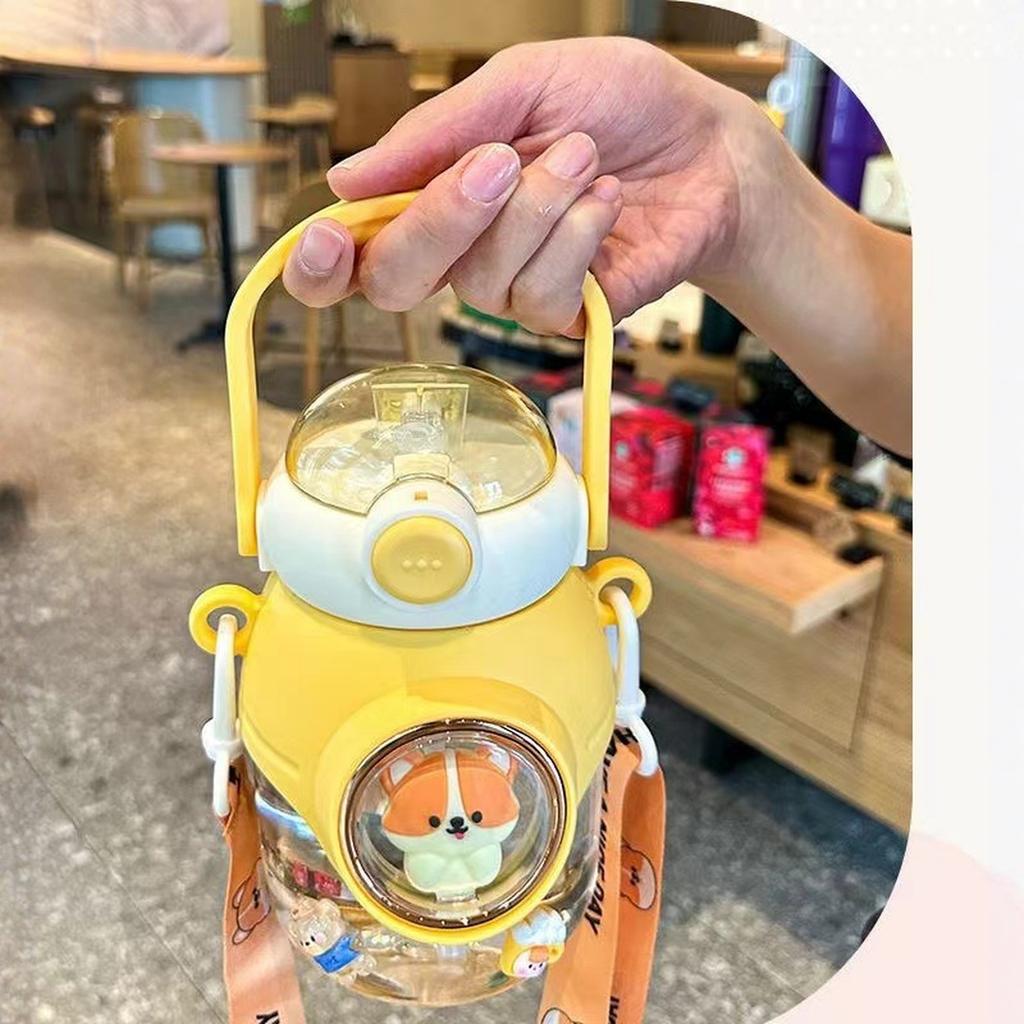 Water Bottle Kawaii with Adjustable Shoulder Strap for Summer Cold Water Chill Portable Leakproof -free Cartoon Children