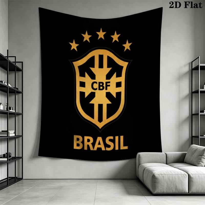 Brazilian Football Wall Tapestry Aesthetic Wall Hanging Printed Fabric Blanket Decorative Tapestries for Bedroom Living Room Home Decor