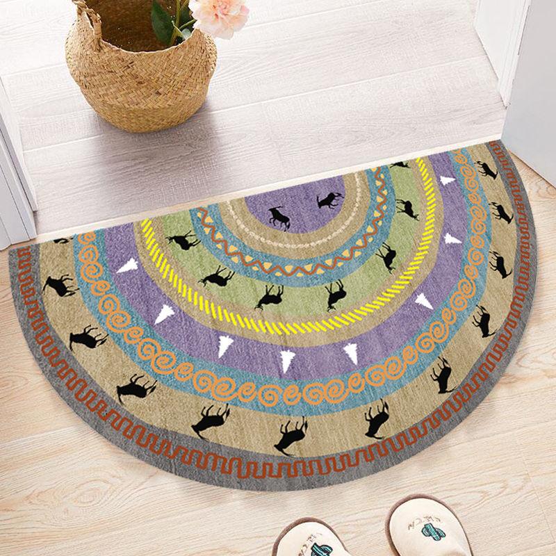 Nordic Entrance Doormat Anti Slip Floral Door Floor Mat Indoor Half Round Welcome Mat Bathroom Hallway Carpet Kitchen Area Rugs