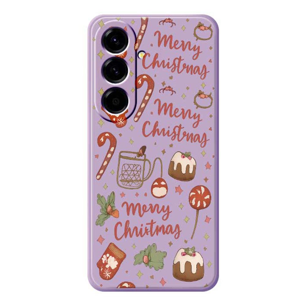 

For Samsung Galaxy A56 5G Case Merry Christmas Pattern Printing Straight Edge TPU Phone Back Cover Purple