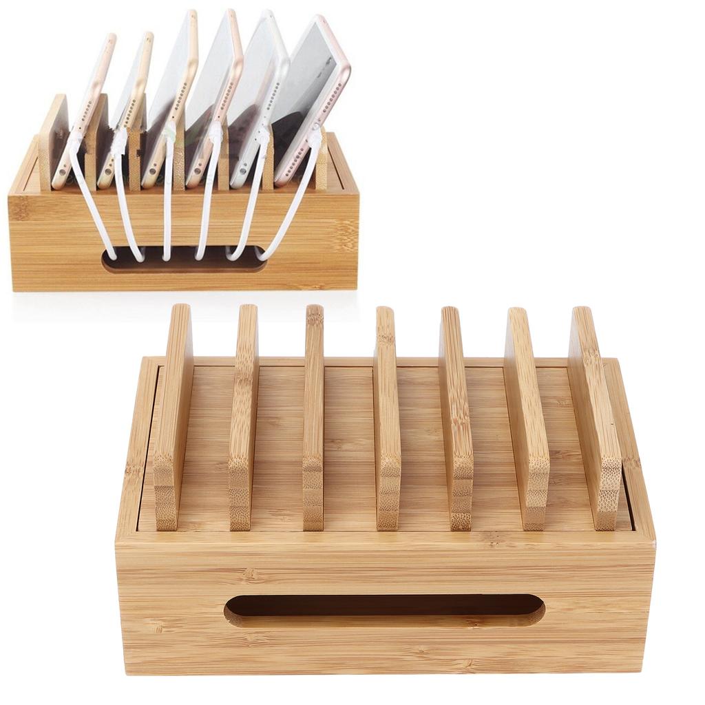 Charging Station for Multiple Devices, Bamboo, Mobile Phone Charging Station, USB , Multiple Charging Station for Multiple Devices, Smartphones