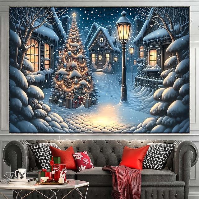 Christmas neon tree house tapestry 75x100 чёрный
