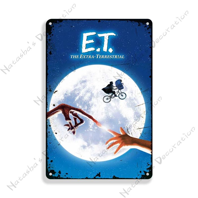 E.T. the Extra-Terrestrial Movie Metal Poster Vintage Wall Plate Bar Club Industrial Decor Metal Tin Sign Vintage Metal Plaque