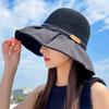 Summer sunscreen vinyl bow sun hat women's Japanese and Korean hat UV protection big eaves face covering sun empty top hat