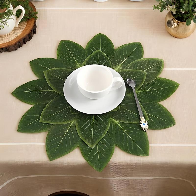 Sottopiatto Resistente al Calore Decorazione Tavola Forma Foglie Verdi Sottopiatto a Prova di Calore Lavabile Sottopiatti per Tavola da Pranzo Isolamento Termico Tavolo